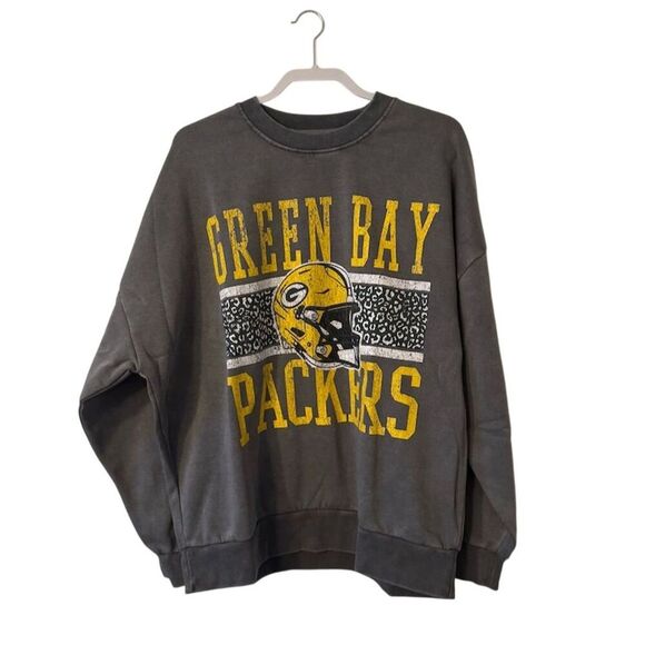NFL Green Bay Packers Women's Gray Oversized Sweatshirt Size Medium - Picture 1 of 7